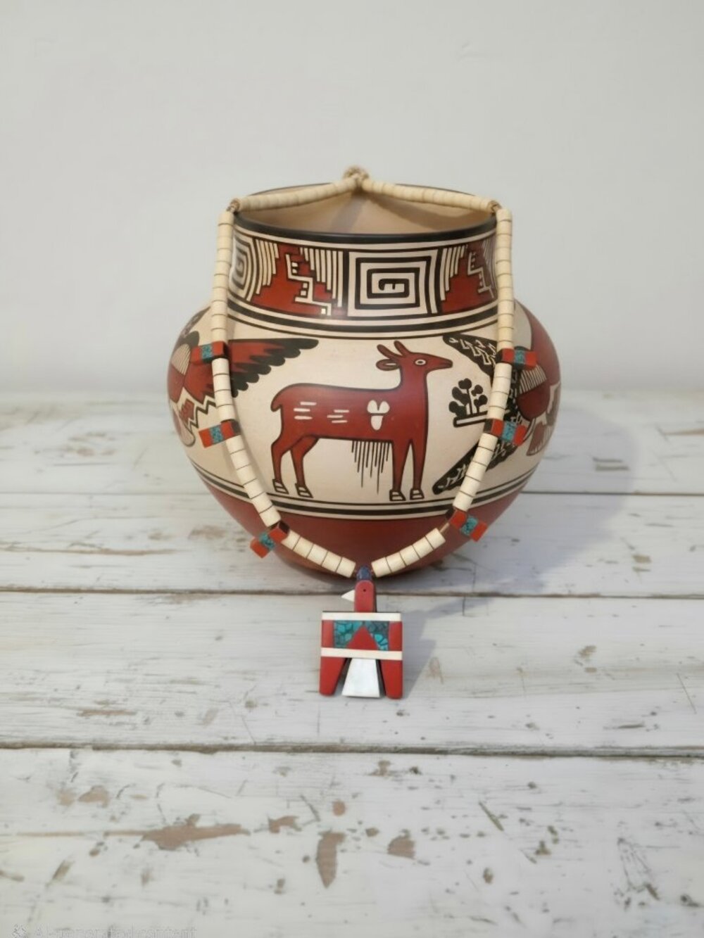 Depression Era Santo Domingo Pueblo Thunderbird Necklace